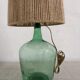 Vintage demijohn lamp in glass and XXL jute rope