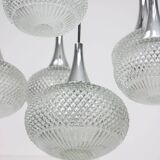 Vintage Italian Crystal and Chrome Chandelier, 70s