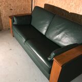 Leather sofa style art deco design Jacques Leleu