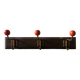 Vintage wooden wall coat rack - triple coat hook with red balls