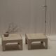 Architectural set of travertine coffee tables