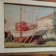 Marine Painting in Oil on Masonite, First Half of the 20th Century, Signed, Gilded Wooden Frame