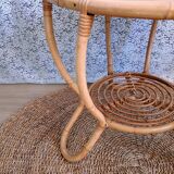Table basse ronde en rotin vintage