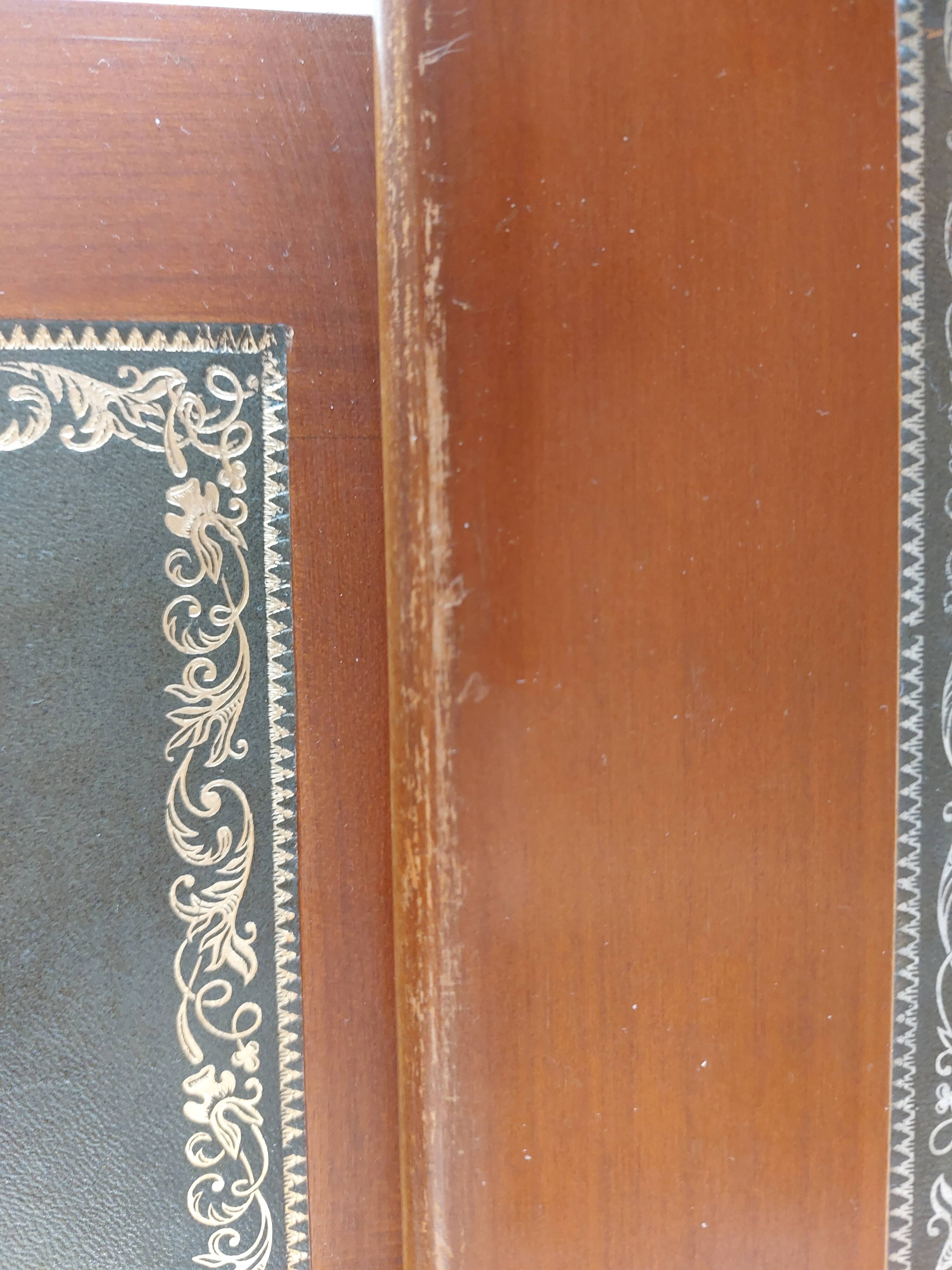 Wooden desk, leather top, extensions