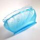 Old oval coupe basket in moulded blue glass, frosted acid, 1900.