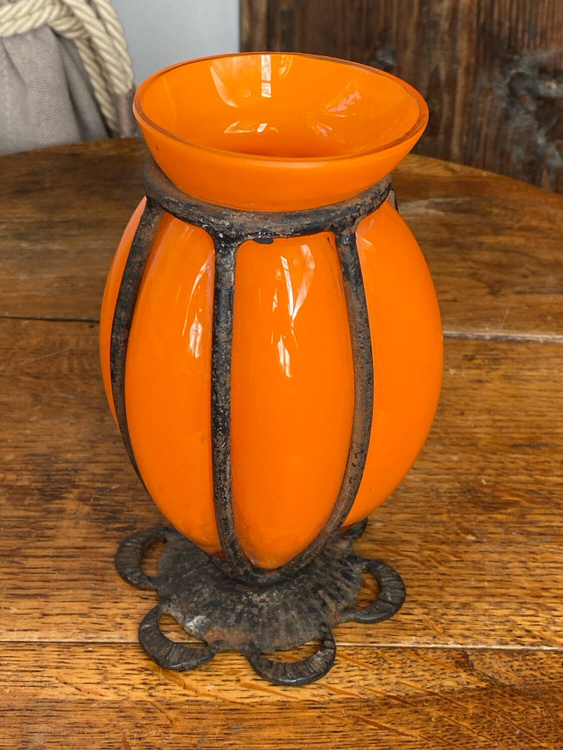 Blown glass vase encased