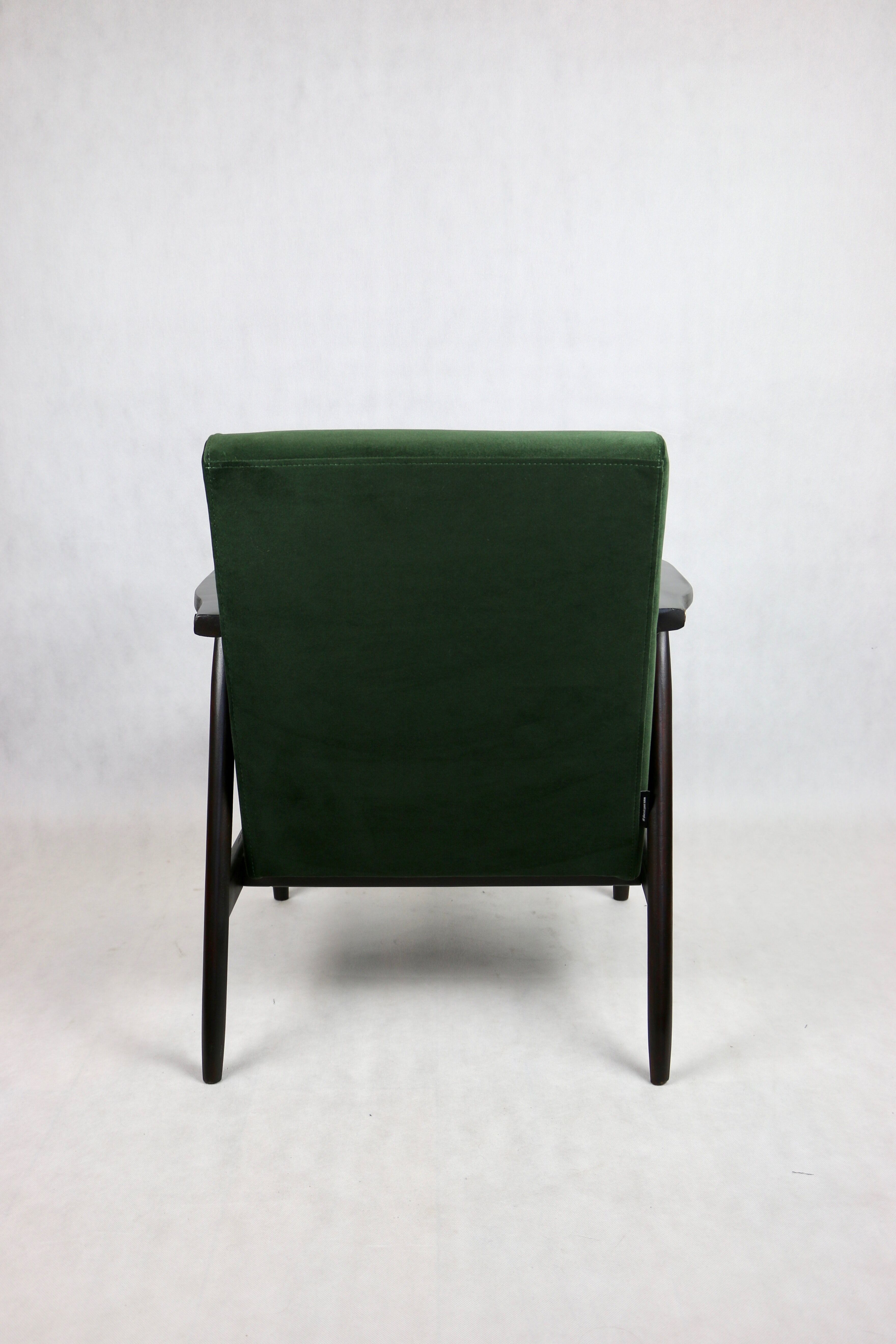 Vintage green olive easy chair, 1970s - dark wood