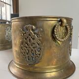 Engraved brass pot cover