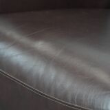 Set of two round cowhide  leather club armchairs in English style