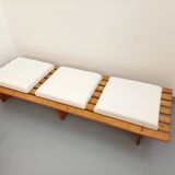 Pair of vintage  Perriand style  pine benches