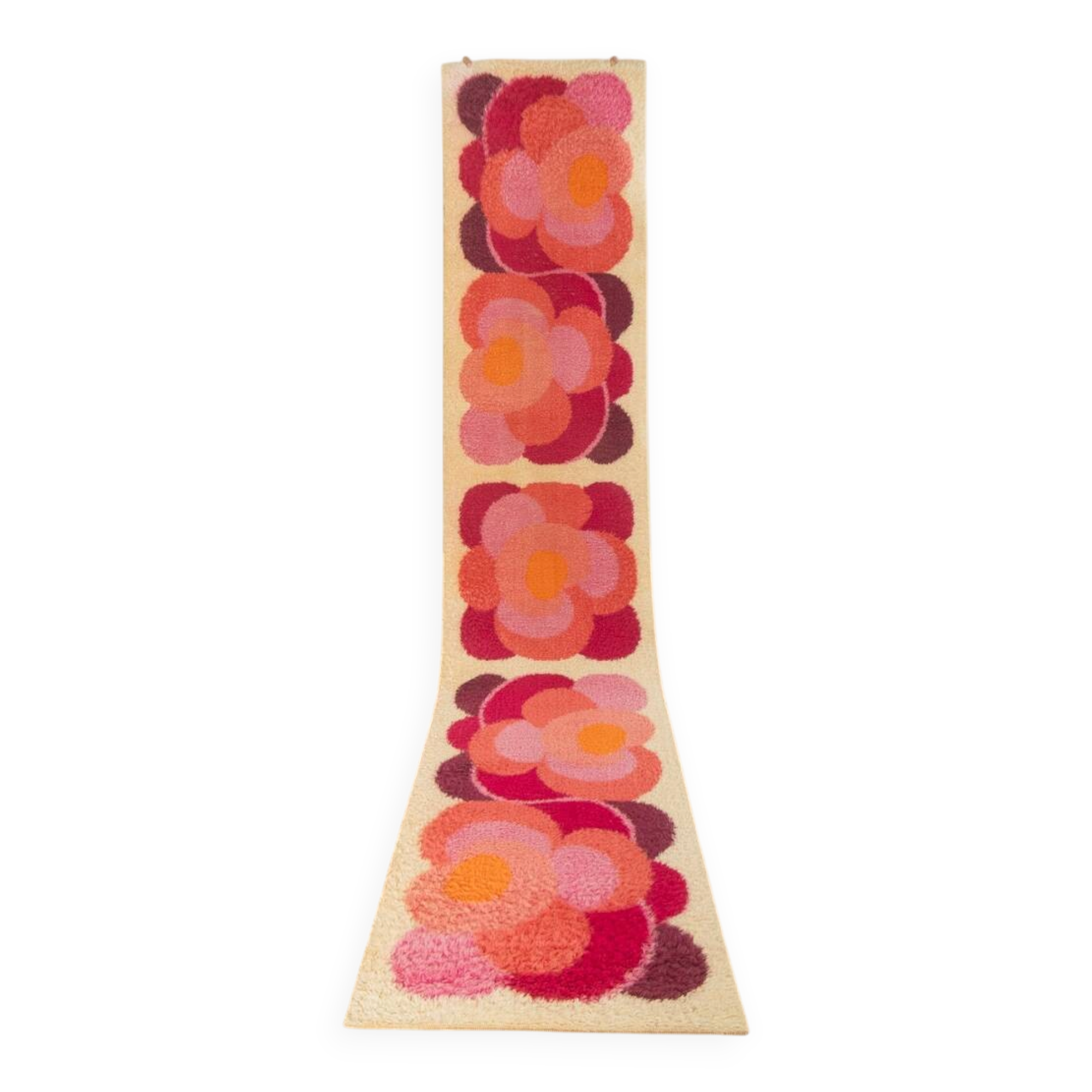 Rare Space Age carpet by Desso, 1970s, wool, berry tones, 340x70cm
