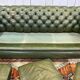 1970s Green Leather 3 Seater Chesterfield Sofa