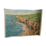 Affiche scolaire Rossignol La côte à rochers et récifs d' un côté / la côte à falaise à marée basse