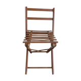 Ancienne chaise pliante enfant en bois assise vintage