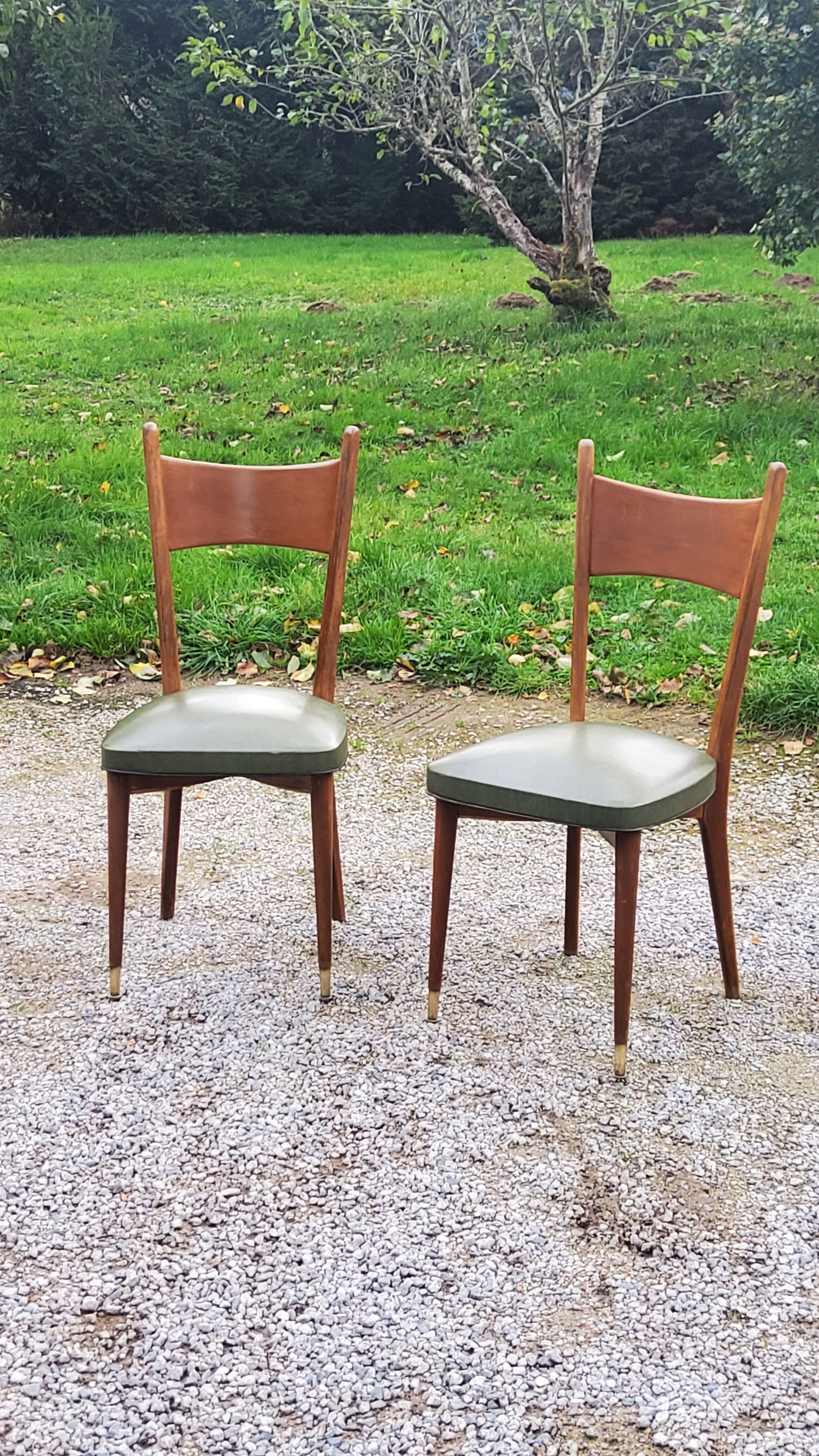 Pair of 50's Scandinavian style mahogany chairs