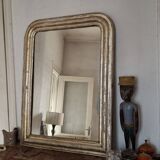 Antique Louis Philippe silvered mirror.