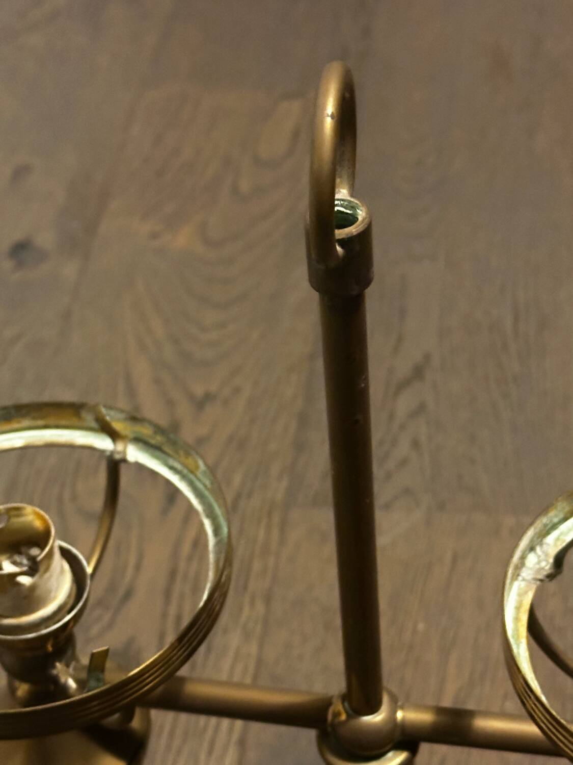 Double lamp fixture in brass, neo-classical style from the 1950s.