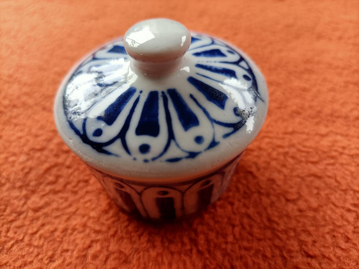 Small vintage blue ceramic box