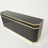 Enfilade laquée noire et laiton signée J.C. Mahey années 70