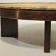 Round coffee table herbarium Roger Capron, Vallauris - ceramic and wooden structure