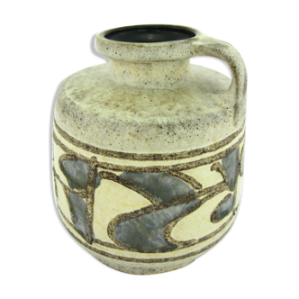 Ceramic vase Fat Lava beige and blue - VEB Haldensleben GDR - vintage 60s