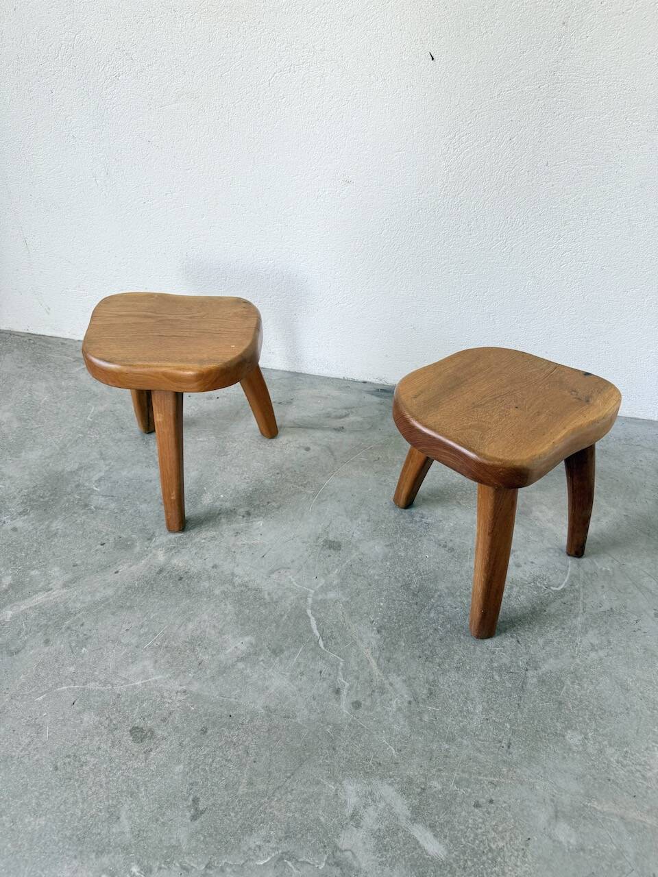Pair of Henri Bataille oak stools