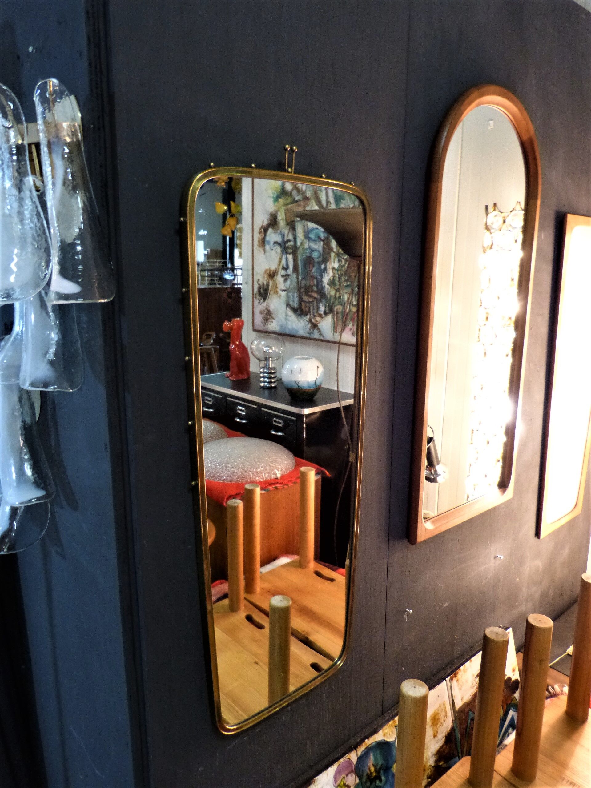 Brass wall mirror by "Münchener Zierspiegel", Germany