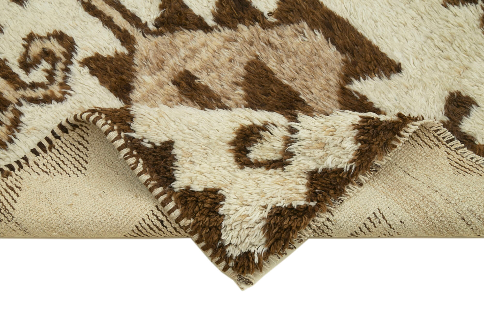 Handwoven antique anatolian beige runner rug 105 cm x 310 cm