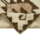 Handwoven antique anatolian beige runner rug 105 cm x 310 cm