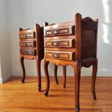 Pair of Louis XV style bedside tables in walnut