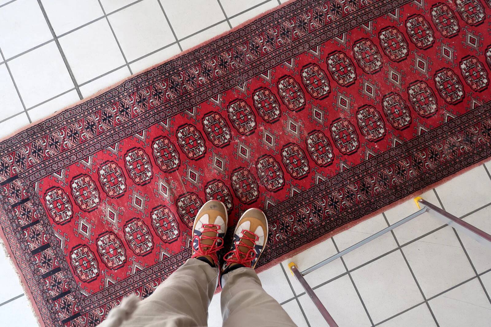 Handmade vintage Uzbek Bukhara runner 80cm x 274cm, 1960s