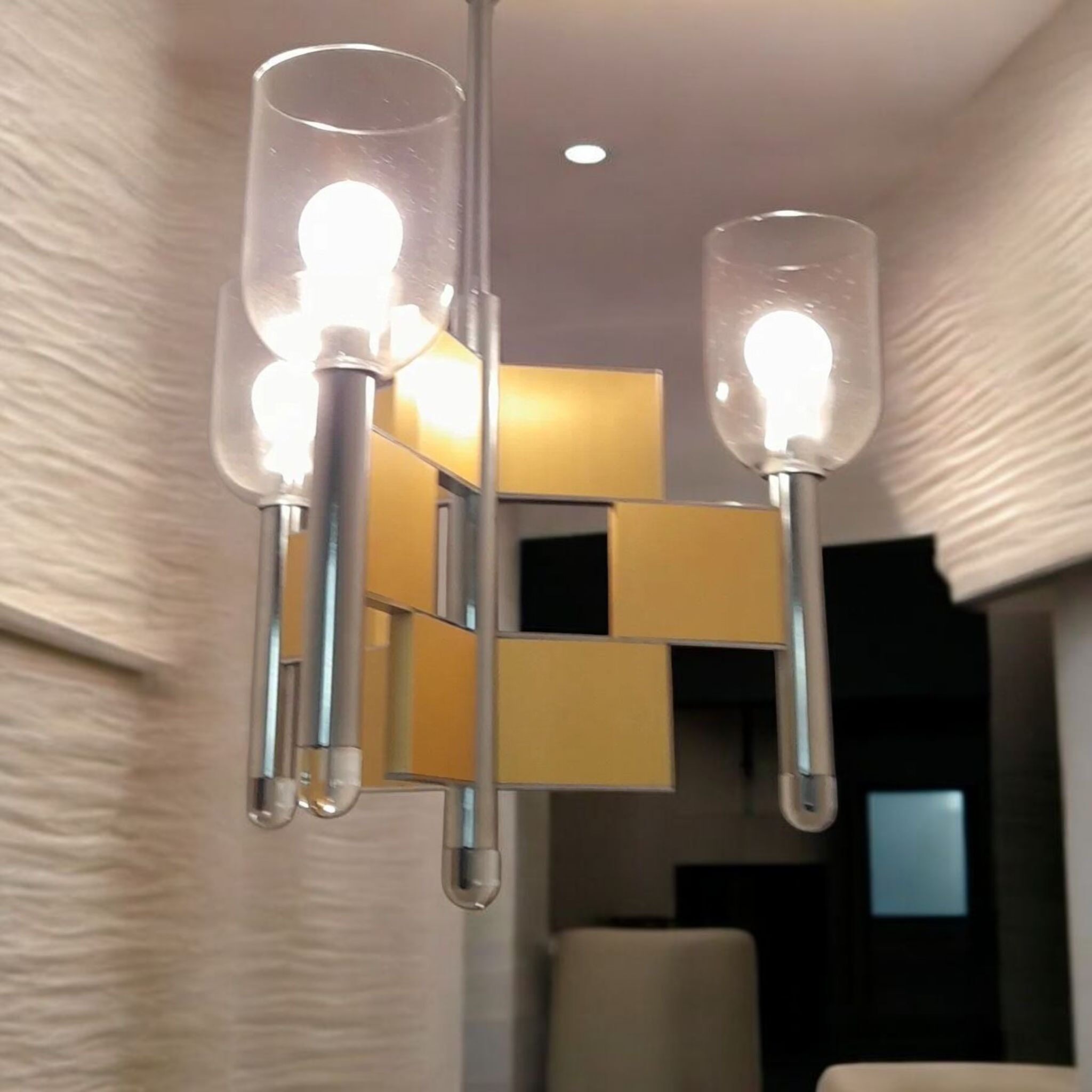 Suspension designed by Gaetano Sciolari, made in Italy. 1970