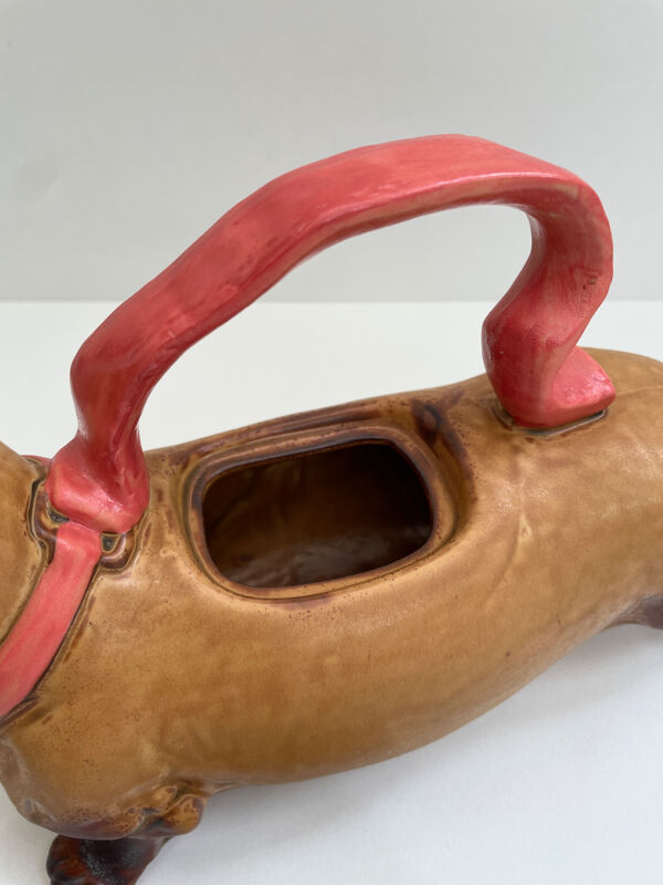 Théière zoomorphe teckel - Céramique émaillée Japonaise