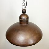 Large Brown Industrial Lamp with Iron Grid, 1960s