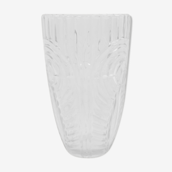 Vase en verre transparent vintage déco en relief 24 cm
