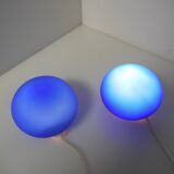 Pair of blue ball lamps