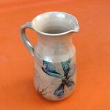 1960s Glazed terracotta pitcher with floral decoration