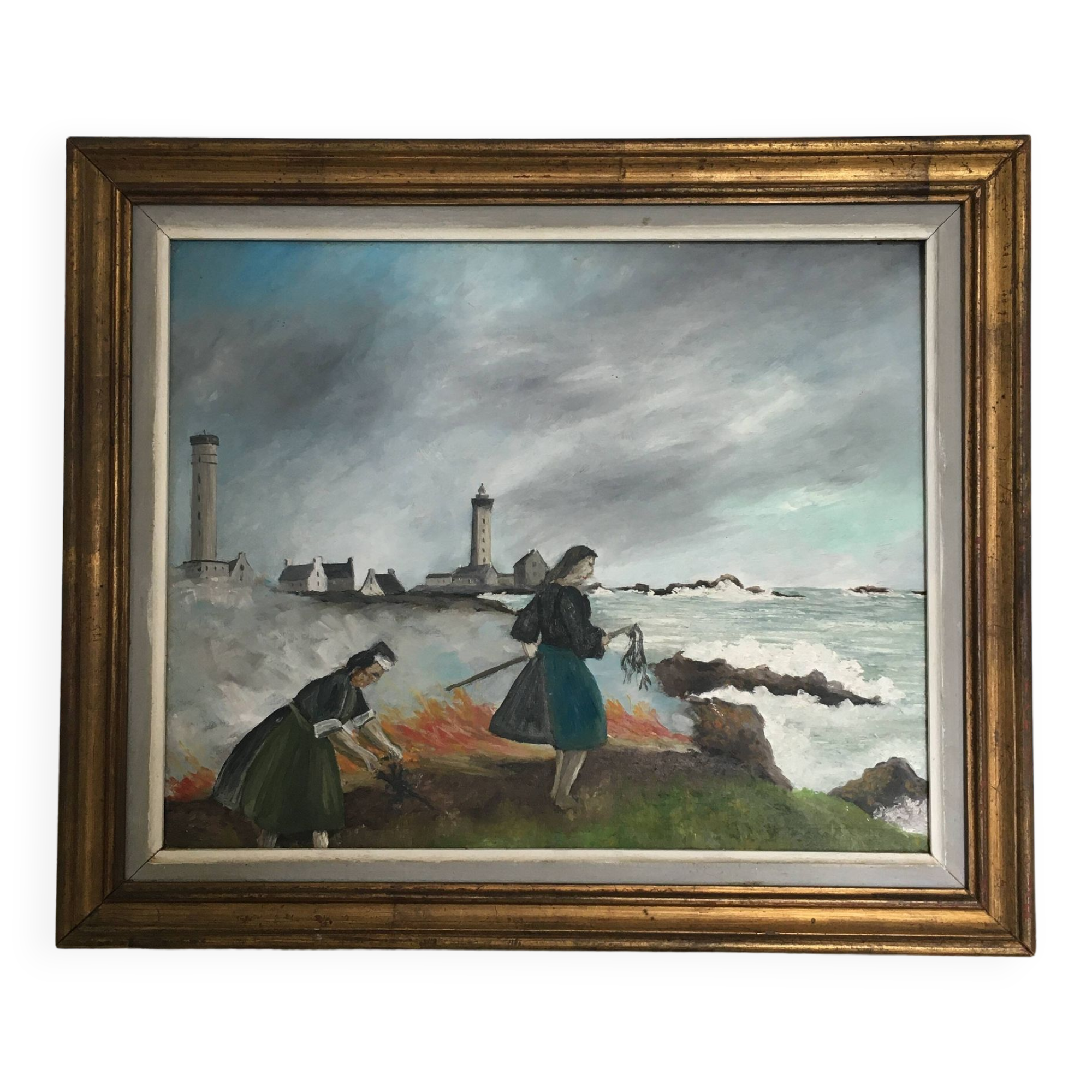 Painting of the seaweed harvesters in Penmarch