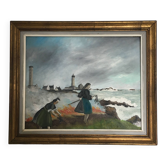 Painting of the seaweed harvesters in Penmarch