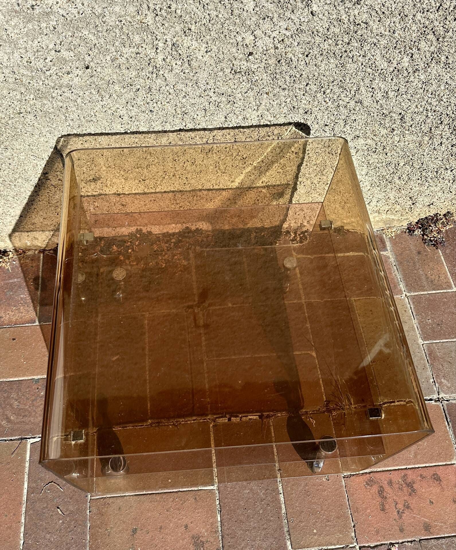 Side table, vintage serving trolley in plexiglass by Michel Dumas for