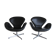 Swan armchairs in black leather by Arne Jacobsen for Fritz Hansen