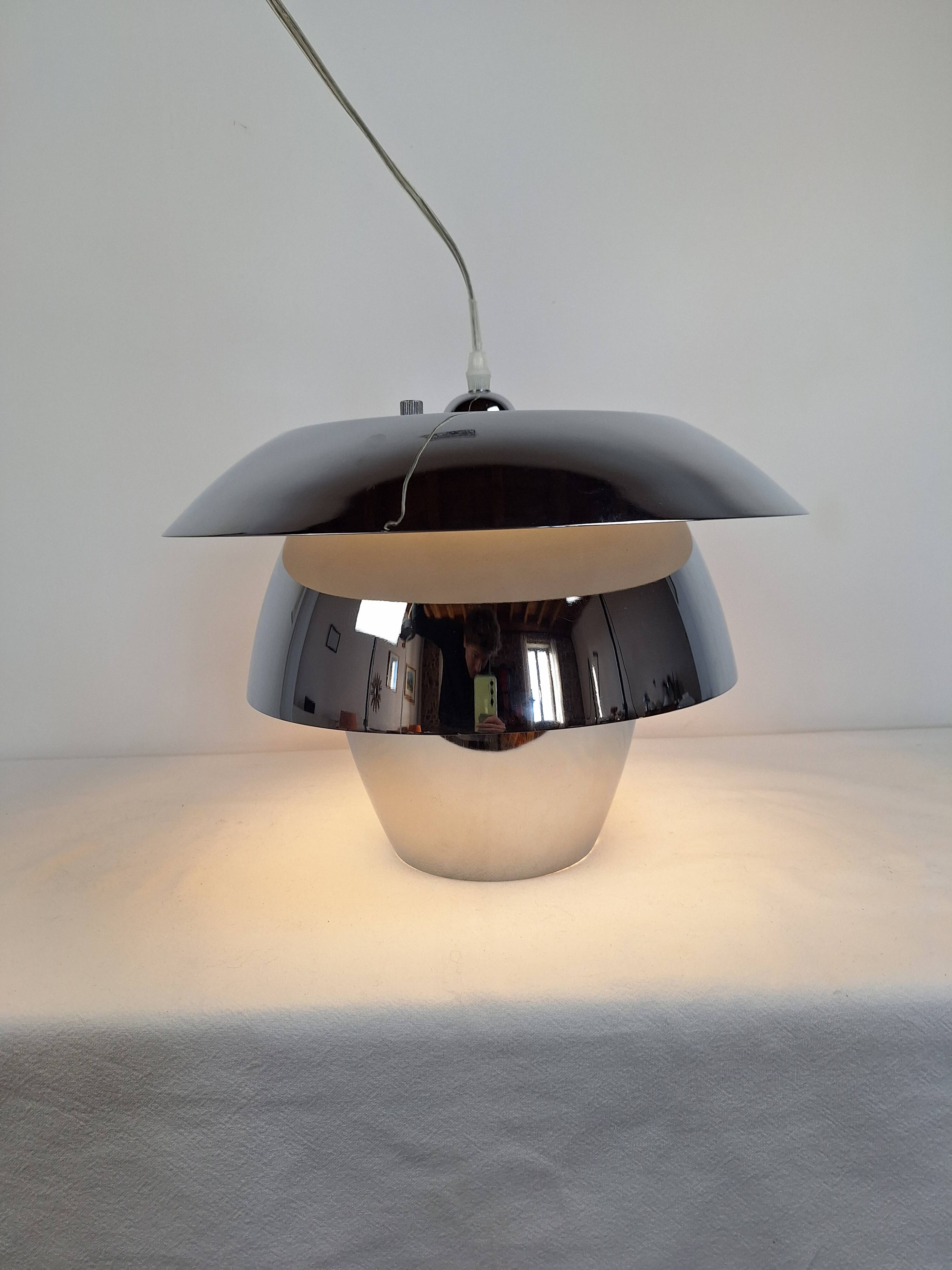 Pair of vintage Space Age chrome pendant lights