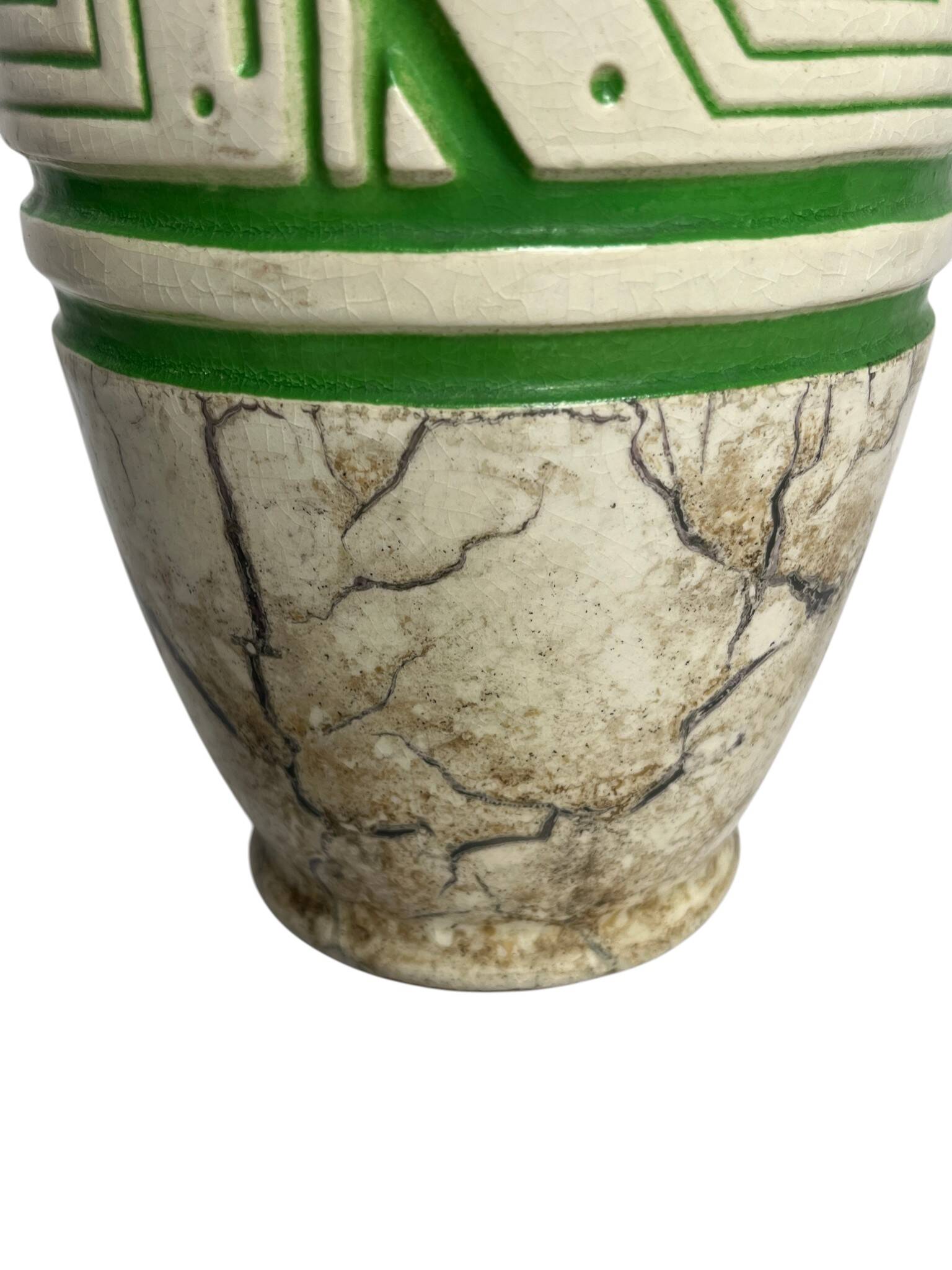 Art déco, vase ovoïde faïence signé Géo Condé et Mougin vers 1930