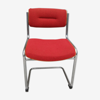 Chaise rouge cantilever tubes chromé