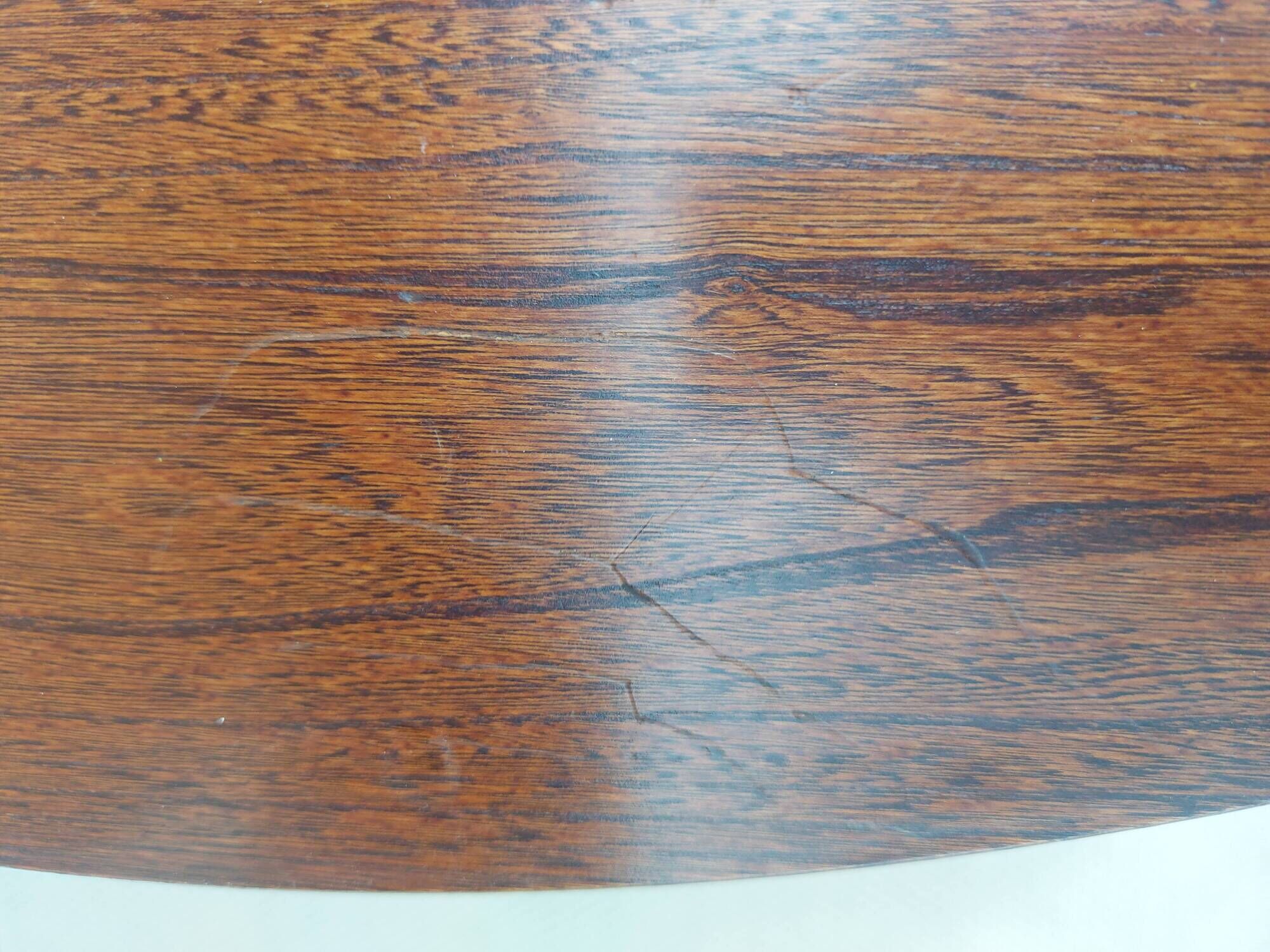round/oval table with extension, central leg, dark shade, Baumann design