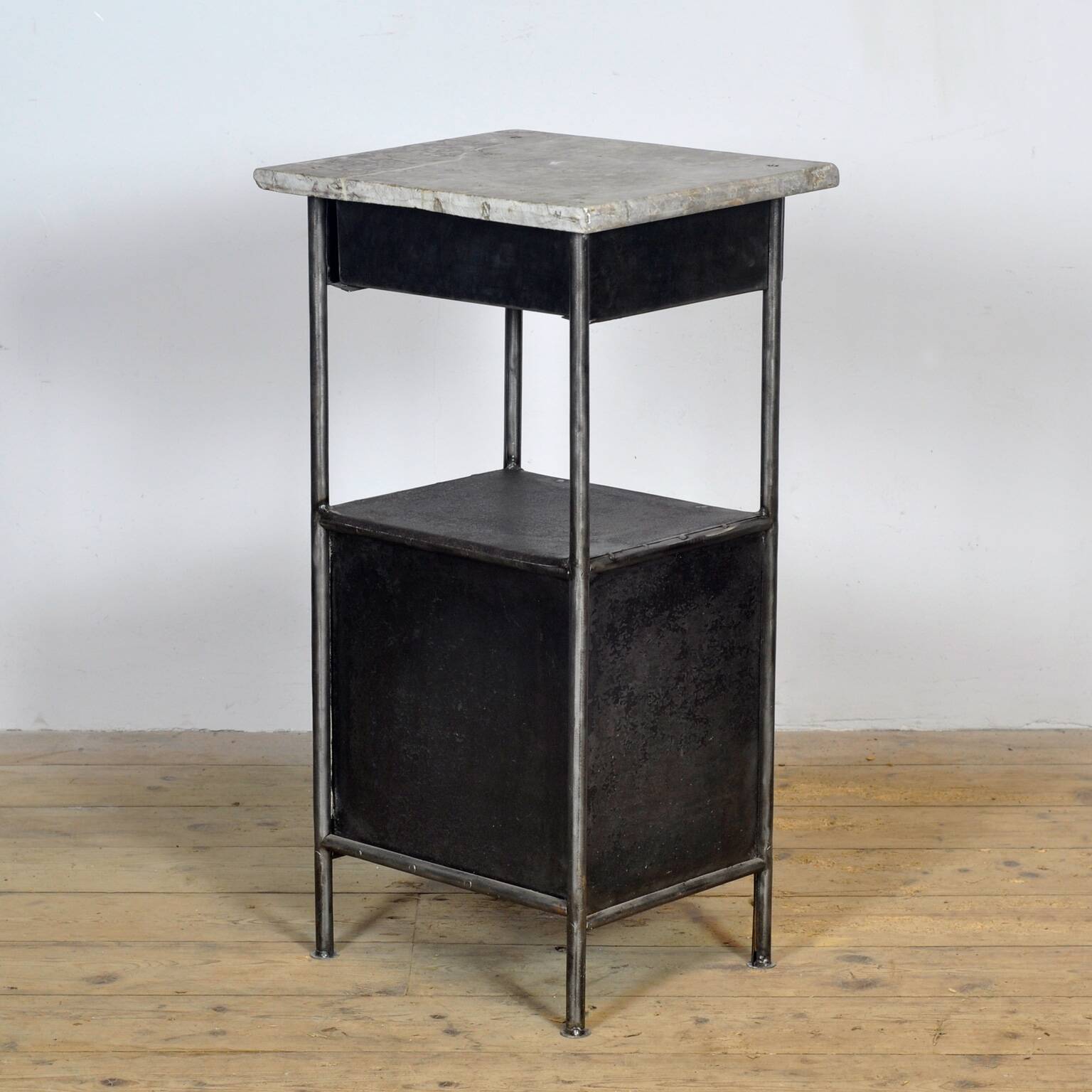 Iron bedside table with marble top, 1910