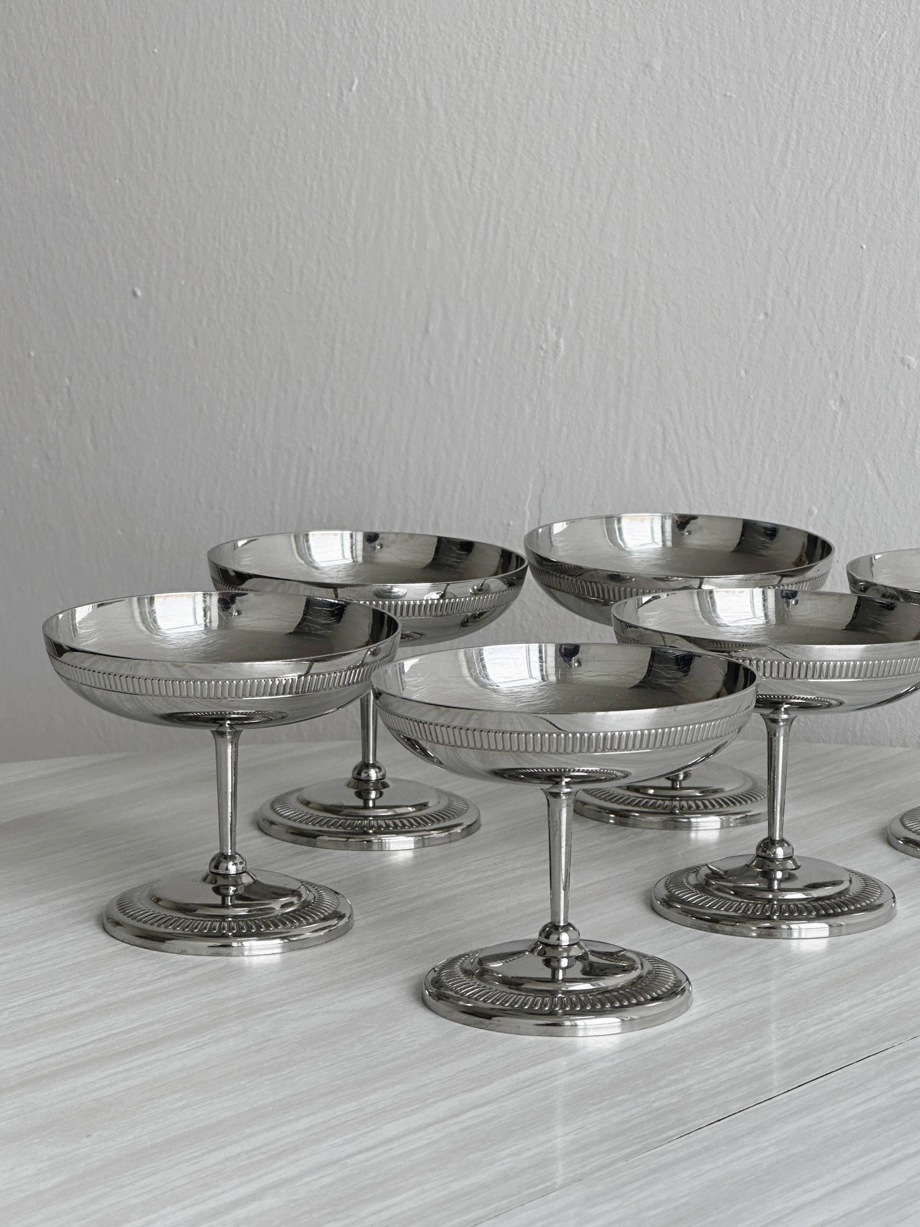 6 Letang Remy stainless steel footed bowls