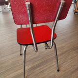 Vintage Lafague red formica set, 1 table, 6 chairs and 1 stool