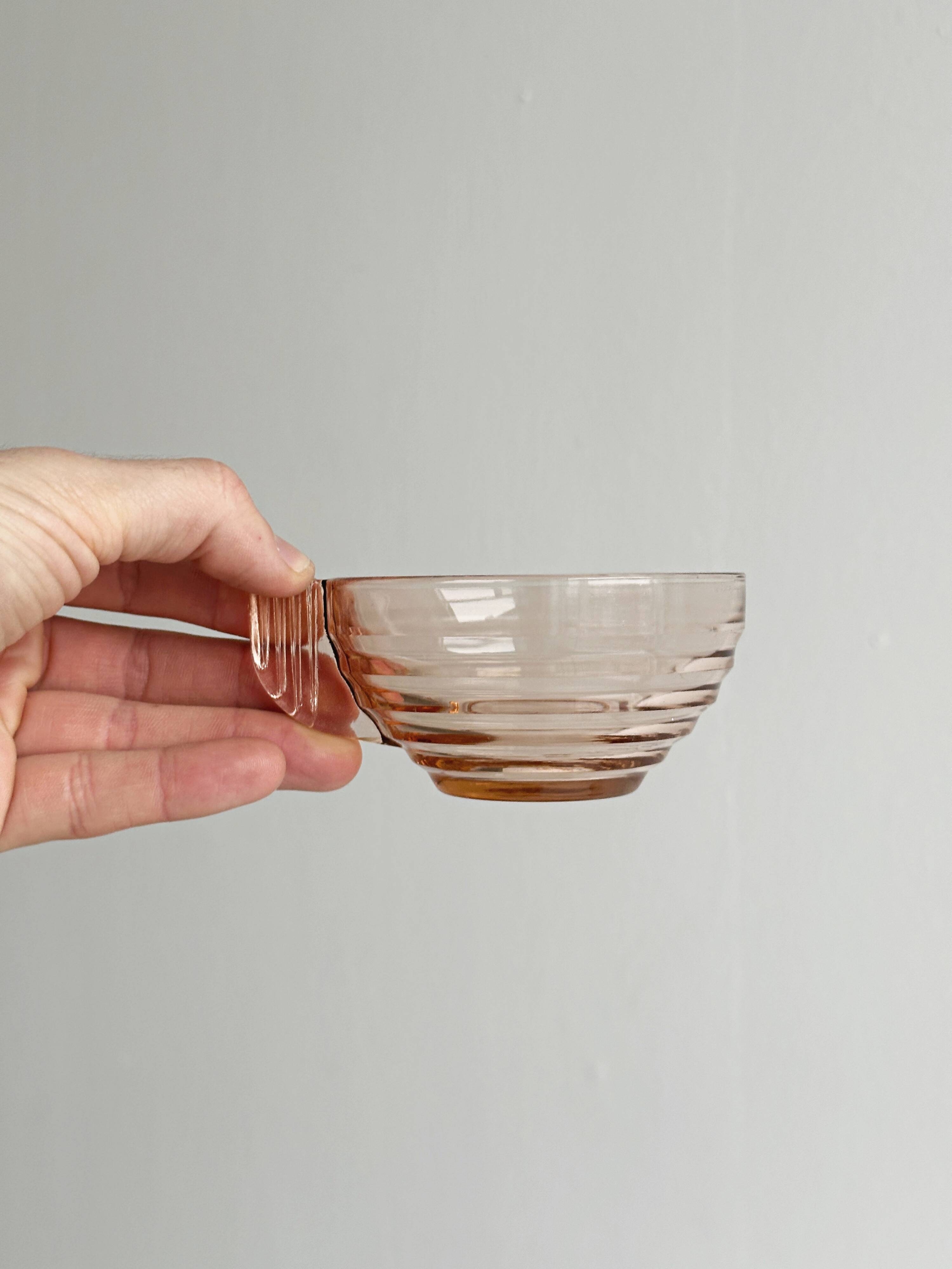 Thick old rose glass cups