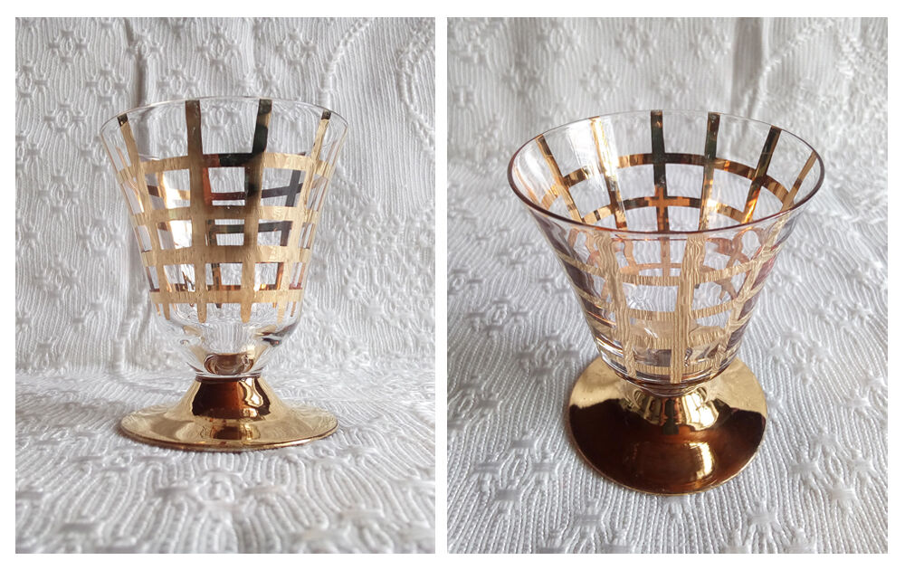 Suite de 6 verres dorés